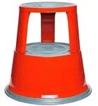 BRB Rollhocker aus Stahlblech, 3 Lenkrollen, H&ouml;he 430 mm, Tragkraft 150 kg, rot