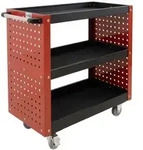 Werkstattwagen 3 Etagen Stahl rot Werkzeugwagen 70 x 39 x 79 cm auf Rollen bis...