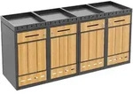 STILVORA M&uuml;lltonnenbox 4er Set Stahl Grau/Holzoptik mit Pflanzdach...