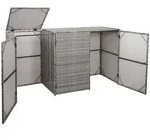 Proregal 3er-M&uuml;lltonnenverkleidung | HxBxT 110x195x66 cm | Poly-Rattan 3x120l...