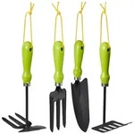 Relaxdays Gartenwerkzeug Set 4-teilig, Blumenkelle, Kleinrechen, Doppelhacke,