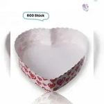 Blanc HYGIENIC Papier-Backformen Herz wei&szlig;-rot, 600 St&uuml;ck, 135x135x35mm,...