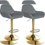 CLP 2er Set Barhocker Braga Gold Kunstleder grau