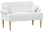 vidaXL Zweisitzer mit Knopfheftung Wei&szlig; 120 x 65 x 79 cm Stoff