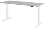 b&uuml;m&ouml; elektrisch h&ouml;henverstellbarer Schreibtisch 200x80 cm in grau, Gestell wei&szlig; -