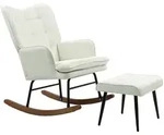 HOMCOM - Schaukelstuhl mit Hocker - 64L x 89B x 90H cm - wei&szlig;