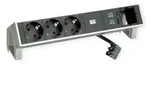 BACHMANN DESK2 3xCEE7/3 1x CM USB Charger A/C 22W, 0,2m GST18 INOX