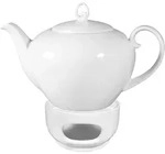 Seltmann Weiden Rondo/Liane Wei&szlig; Teekanne mit St&ouml;vchen 1,1l