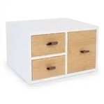 Relaxdays Schubladenbox Bambus & MDF, 3 Schubladen, Schlaufen, HBT: 15 x 25 x 20 cm,