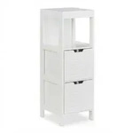 Relaxdays Badezimmerschrank, Landhausstil, HBT: 90 x 30 x 30 cm, 2 Schubladen, 1
