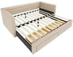 STILVORA Polsterbett Baumwolle-Leinen Beige 90x190 cm, ausziehbar auf 180x190...