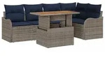 vidaXL Gartensofa-set 6 stk. 5-Sitzanzahl Grau und Marineblau