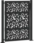 vidaXL Gartentor Schwarz 105x130 cm Stahl Blatt-Design