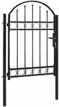 vidaXL Zauntor mit gew&ouml;lbter Oberseite Stahl 104 x 125 cm Schwarz