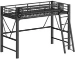 STILVORA Hochbett aus Metall, Schwarz, 90x200 cm, gewerblich geeignet, mit