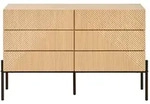 OKWISH Kommode aus MDF in Natur, 115,5 x 38 x 75 cm, mit 6 Schubladen und