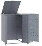DELUKE M&uuml;lltonnenbox GORILO f&uuml;r 2 Tonnen Grau 138x79x117 cm Stahl 
