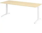 b&uuml;m&ouml; manuell h&ouml;henverstellbarer Schreibtisch 200x80 in Ahorn, Gestell in wei&szlig; -