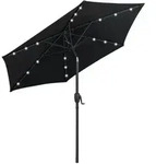 COSTWAY Sonnenschirm 230 cm mit Solar‐LED‐Beleuchtung, Kurbelbedienung, 35&deg;