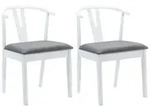 vidaXL Esszimmerstuhl 2 pcs Wei&szlig; und Grau Massives Gummiholz