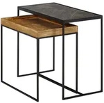 Industrielle Beistelltisch Set, Mango Massivholz, Eisen, Anthrazit/Braun....