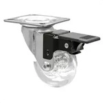 WAGNER Soft-Lenkrolle SKATER - &Oslash; 60 mm, Stahl verchromt, transparent, Bremse &