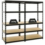 PROREGAL 2x Schwerlastregal Tiger | HxBxT 180x90x60 cm | Fachlast 265kg | Schwarz 