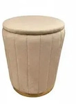 Relaxdays Hocker Samt, Sitzhocker mit Stauraum, gepolstert, HxD: 42 x 32 cm, runder