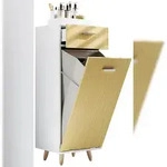 VCM Badm&ouml;bel Hochschrank Landos Wei&szlig; / Honig-Eiche H. 107 x B. 40 x T. 35 cm