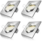Brandson 4x LED Einbaustrahler in Edelstahl Optik, schwenkbarer Deckenspot mit...