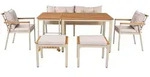 STILVORA Garten-Essgruppe Akazienholz Beige/Natur, 6-7-Sitzer mit Servierwagen
