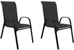 Mojawo 2xOutdoorstuhl Gartenstuhl Stapelstuhl robust Metall Textilen Schwarz