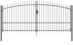 vidaXL Gartentor mit Spear Top, doppelt schwenkbar, grau 175x400 cm aus Stahl