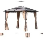 DELUKE Pavillon KIEL Alu/Stahl Grau Polyester Gartenpavillon Gartenlaube f&uuml;r