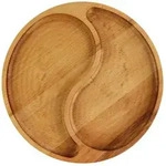 BRIZOLL &Oslash;28cm Servierplatte aus nat&uuml;rlichem Holz mit 2 geteilten F&auml;chern,