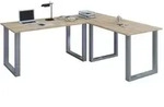 VCM Schreibtisch Lona Silber / Sonoma-Eiche H. 76 x B. 220 x T. 160 cm