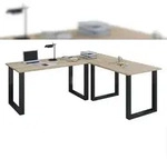 VCM Schreibtisch Lona Schwarz / Sonoma-Eiche H. 76 x B. 160 x T. 160 cm