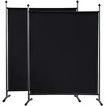 QUICK STAR 2 St&uuml;ck Paravent 1tlg. 150x190cm Schwarz