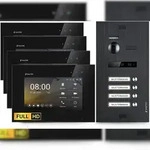 HD Video T&uuml;rsprechanlage f&uuml;r 4 Familienhaus, 4x Monitor, Balter EVO HD Black