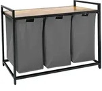 Relaxdays W&auml;schesammler mit 3 W&auml;sches&auml;cke, 150 L, Holzoptik Ablage, HBT: 73,5 x