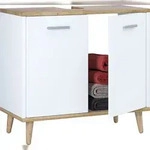 VCM Badm&ouml;bel Waschbeckenunterschrank Landos Wei&szlig; / Honig-Eiche H. 56 x B. 60 x T.