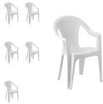 6x Outdoor Stapelstuhl Bistrostuhl Gartenstuhl Ischia Wei&szlig; Kunststoff