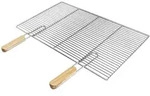 ECD Germany Grillrost Edelstahl 67x40 cm &ndash; Rechteckig, abnehmbarer Holzgriff,