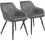 tectake Stuhl Marilyn, Samtoptik, gesteppt - 2er Set grau/schwarz