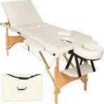 TECTAKE 3 Zonen Massageliege mit Polsterung und Holzgestellbeige