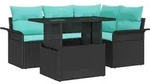 vidaXL Gartensofa-set 5 stk. Schwarz [Synthetisch]: Poly Rattan