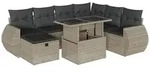 vidaXL 8-tlg. Garten-Sofagarnitur mit Kissen Hellgrau Poly Rattan