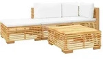 vidaXL 4-tlg. Garten-Lounge-Set mit Kissen Massivholz Teak