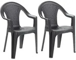 Mojawo 2 Stapelstuhl Gartenstuhl Kunststoff Wetterfest Rattan Optik Anthrazit