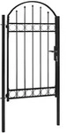 vidaXL Zauntor mit gew&ouml;lbter Oberseite Stahl 104 x 175 cm Schwarz